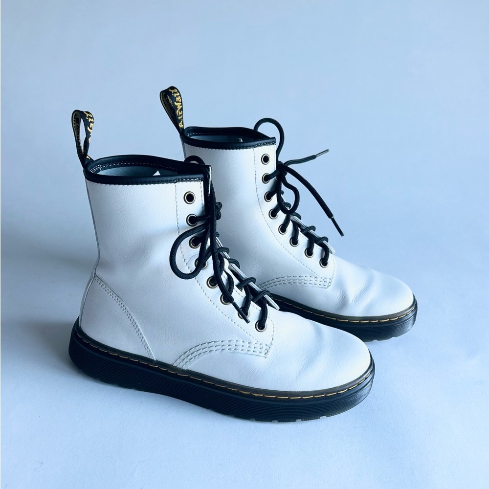 Dr. Martens Zavala White Leather Combat Boots size 6